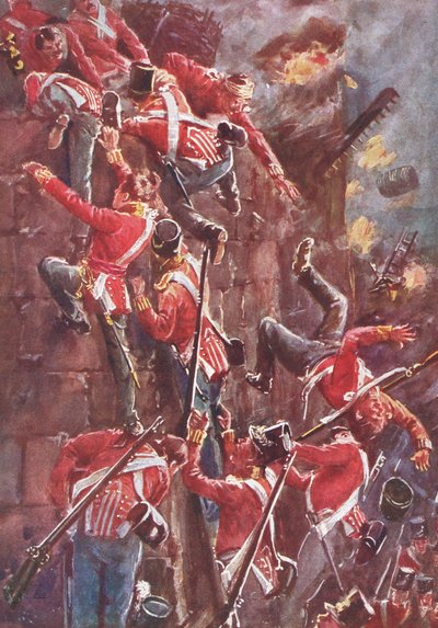 La 5ª Divisione assalta le mura di San Vincente alla presa di Badajoz, illustrazione da 
